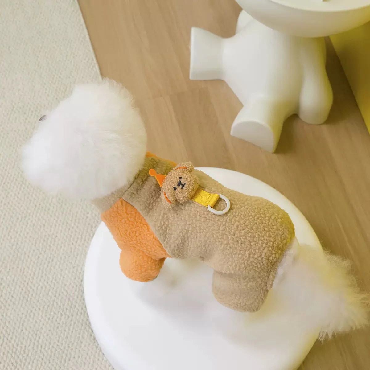 Fleece Color Block Bear Head Dog Harness Jumpsuits - immagine 5