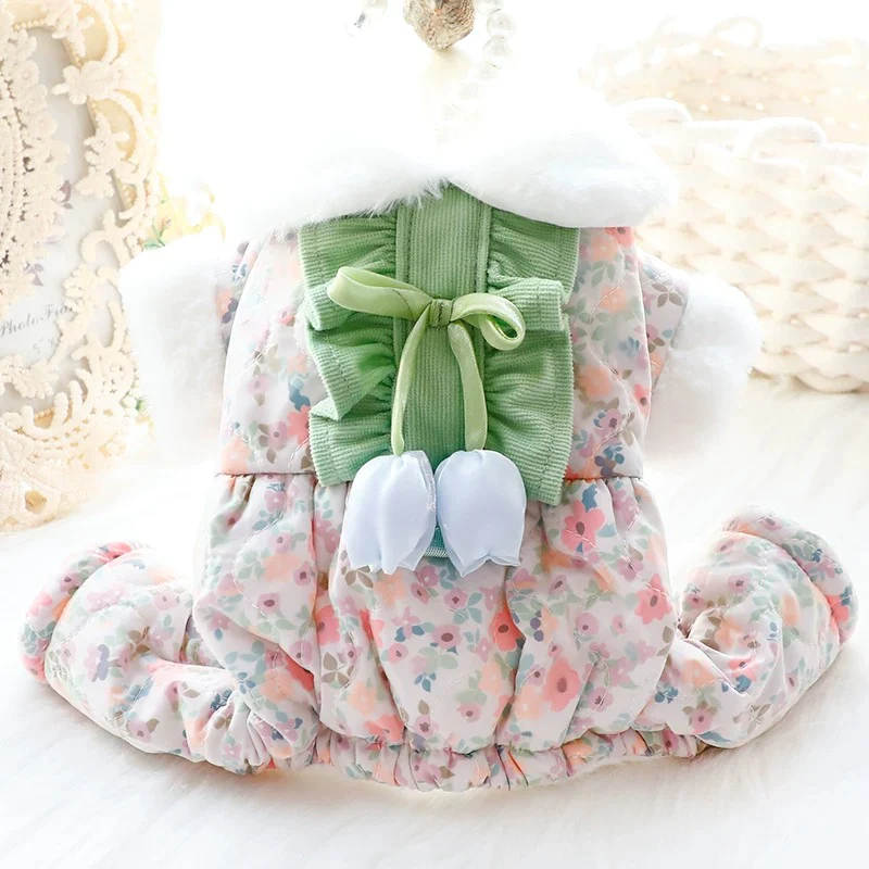 Tulip Decor Floral Fleece Dog Cat Jumpsuits - immagine 4