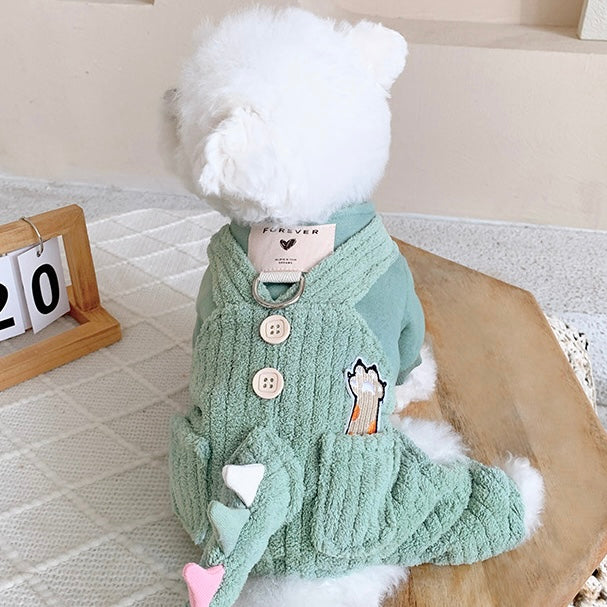 Fleece Dinosaur Tail Dog Jumpsuits - immagine 4