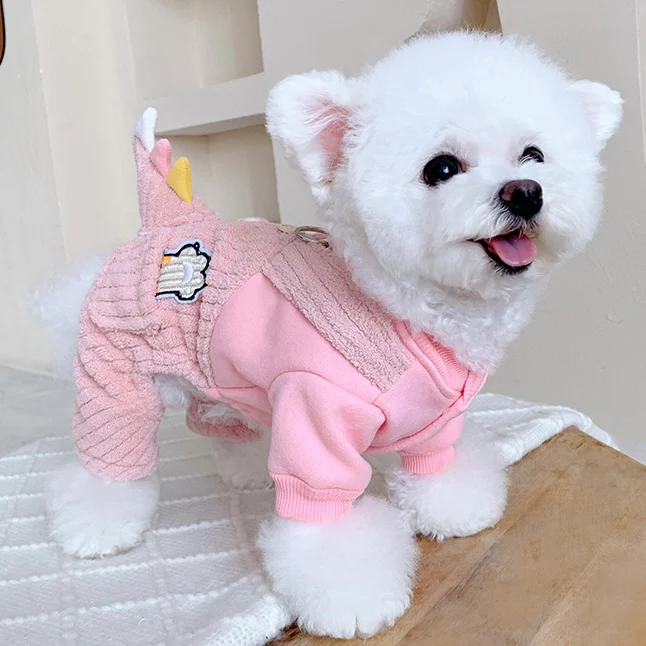 Fleece Dinosaur Tail Dog Jumpsuits - immagine 3