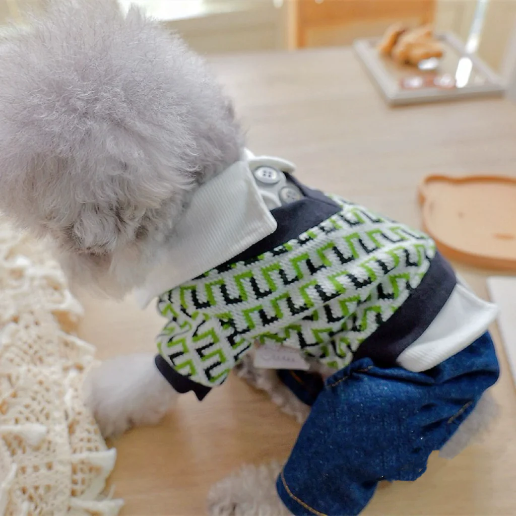 Casual Knitted Shirt Design Dog Jumpsuits - immagine 3