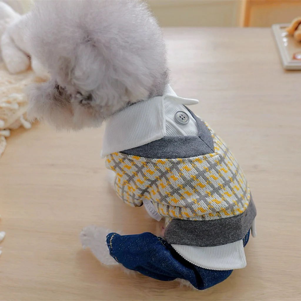 Casual Knitted Shirt Design Dog Jumpsuits - immagine 5