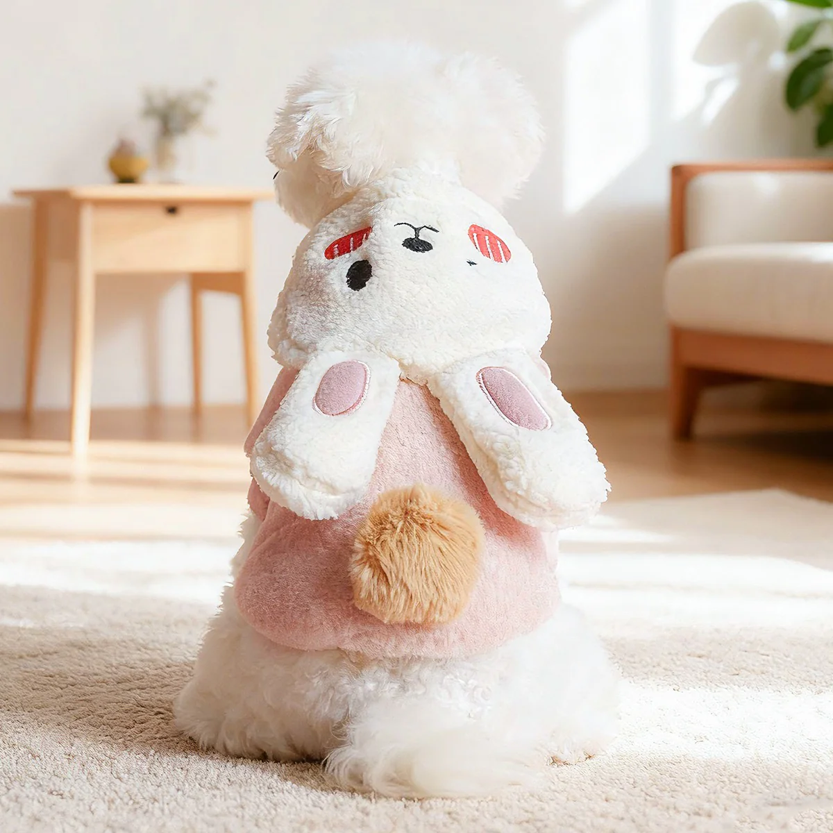 Warm Fleece Rabbit Hooded Dog Cat Hoodie - immagine 3