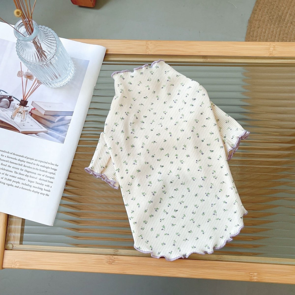 Floral Cotton Ruffled Dog Cat Sweatshirt - immagine 6