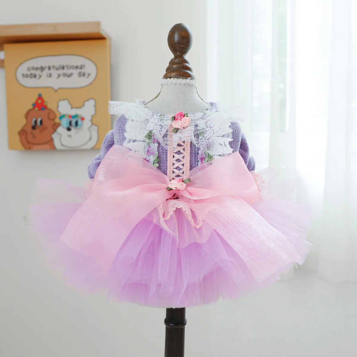 Heart Flower Dog Cat Princess Dress - immagine 4