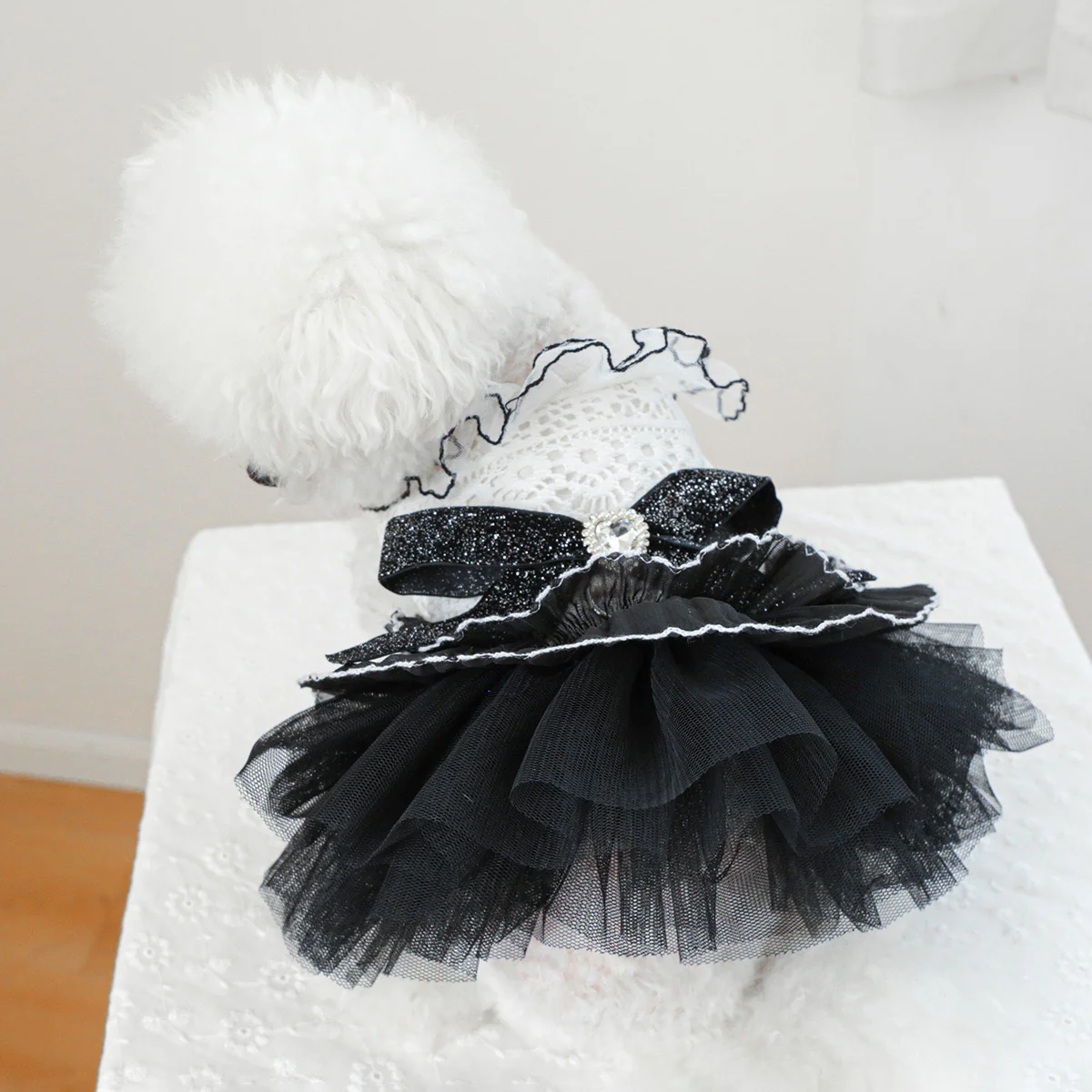 Black White Lace Dog Cat Princess Dress - immagine 5