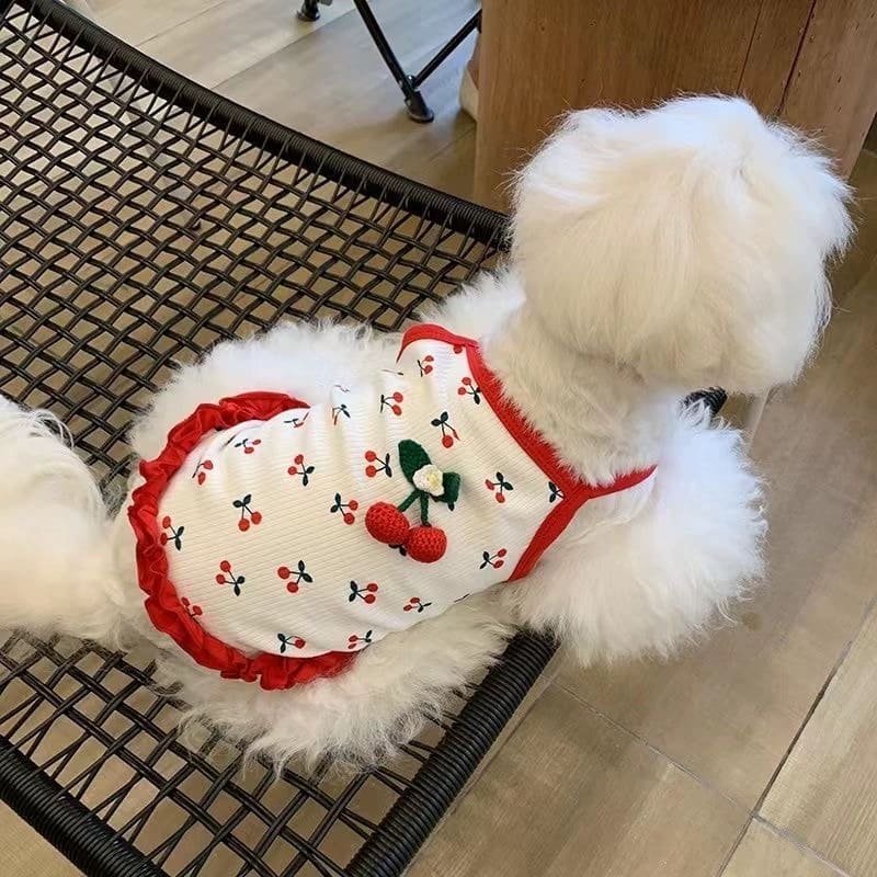 Sweet Cherry Decor Short Dog Cat Vest - immagine 5