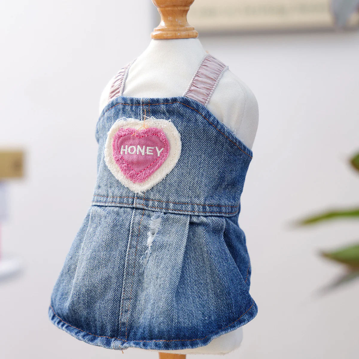 Honey Heart Pattern Denim Dog Cat Dress - immagine 8