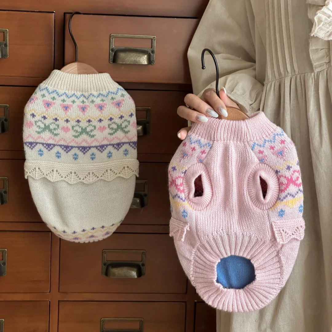 Sweet Bow Ruffled Dog Cat Sweater Vest - immagine 4