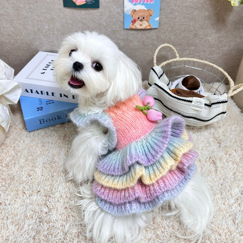 Tulip Decor Gradient Dog Cat Knitted Dress - immagine 6