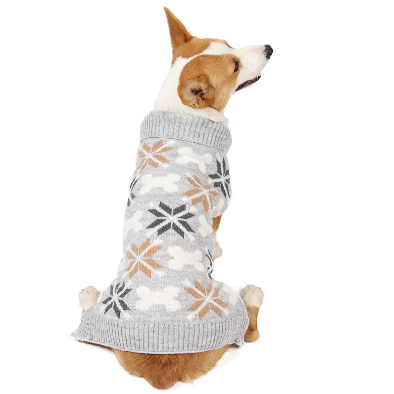 Bone Snowflake Knitted Dog Cat Sweater Scarf Hat - immagine 8