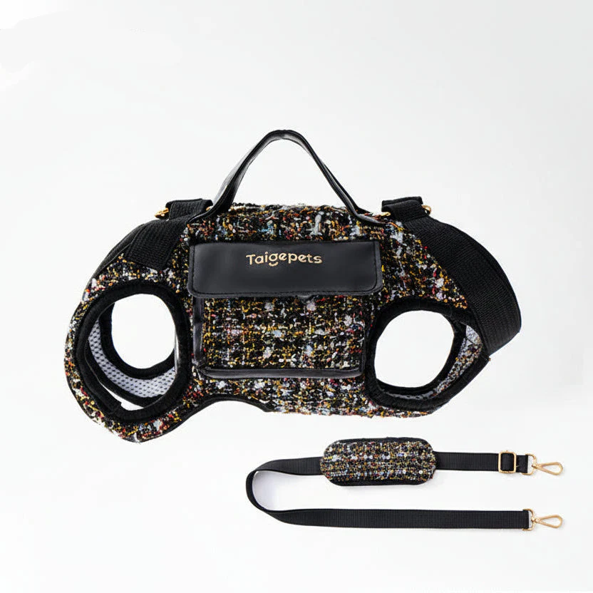 Chic Tweed Dog Harness Sling Carrier Bag - immagine 4