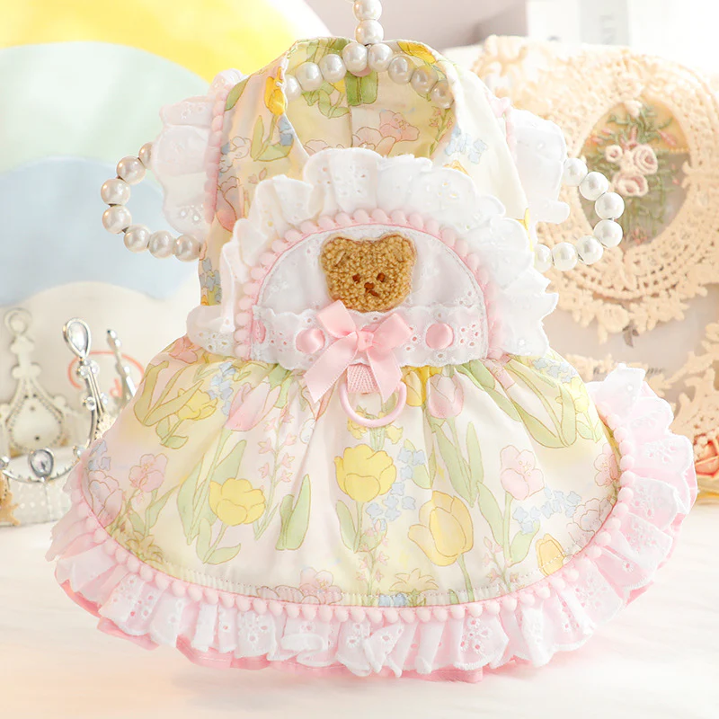 Bear Head Tulips Dog Cat Harness Dress - immagine 7