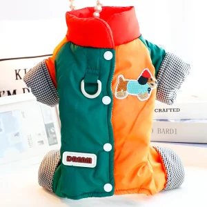 Color Block Buttoned Fleece Dog Harness Jacket