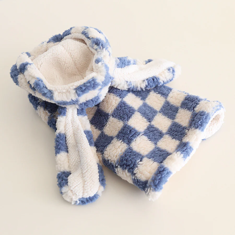 Plaid Flower Fleece Dog Cat Cape Pajama - immagine 9