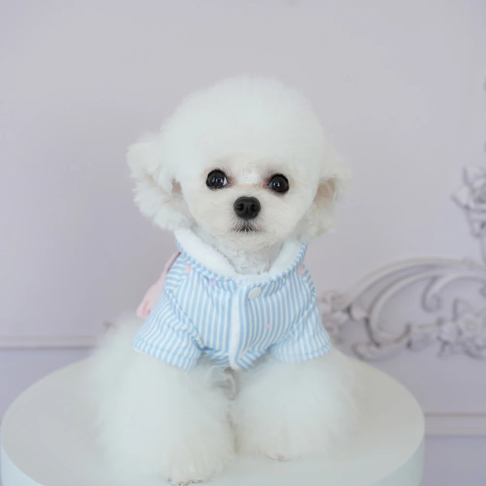 Warm Cross Straps Striped Hooded Dog Cat Jacket - immagine 7