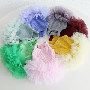 Multi-color Cotton Dog Cat Lace Dress