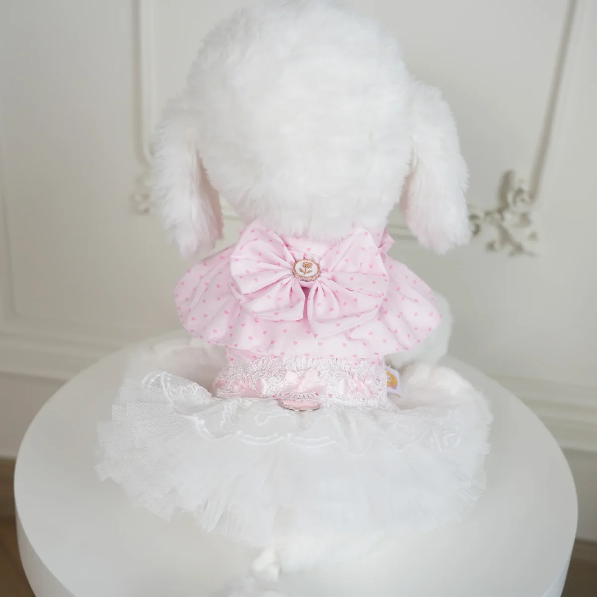 Sweet Bow Heart Dog Cat Harness Lace Dress - immagine 3