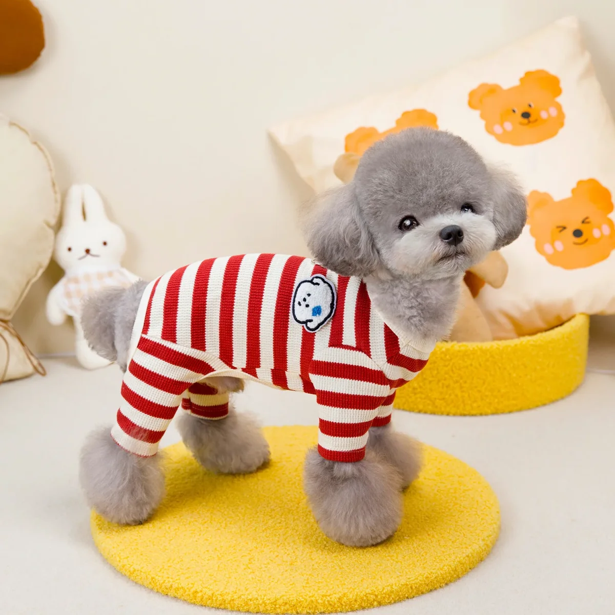 Cartoon Striped Waffle Dog Jumpsuits - immagine 3