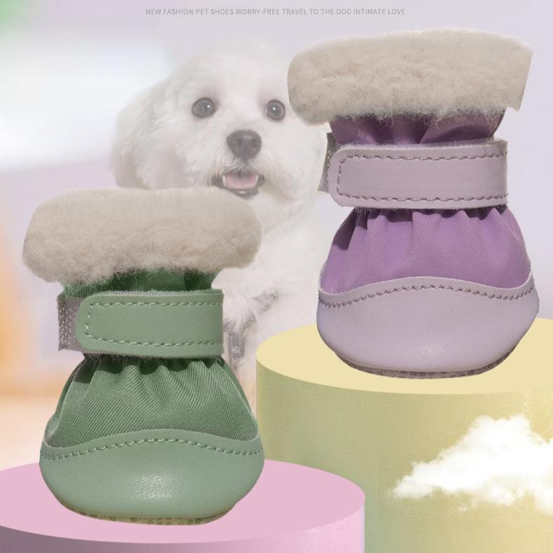 4pcs Warm Furry Dog Snow Boots - immagine 7