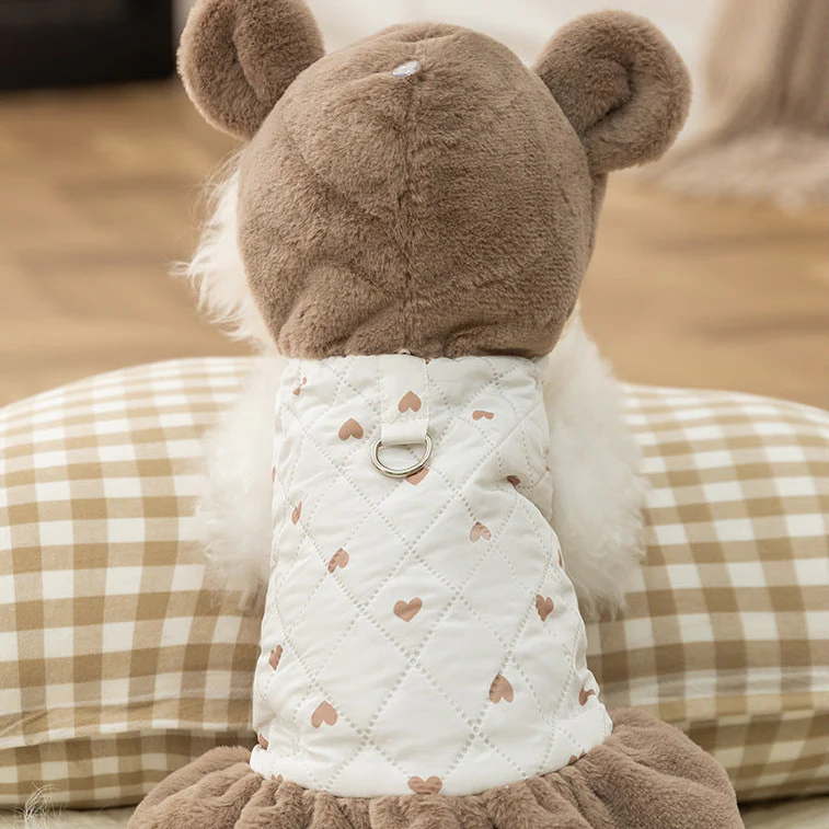 Warm Heart Printed Dog Cat Hooded Jacket Dress - immagine 6