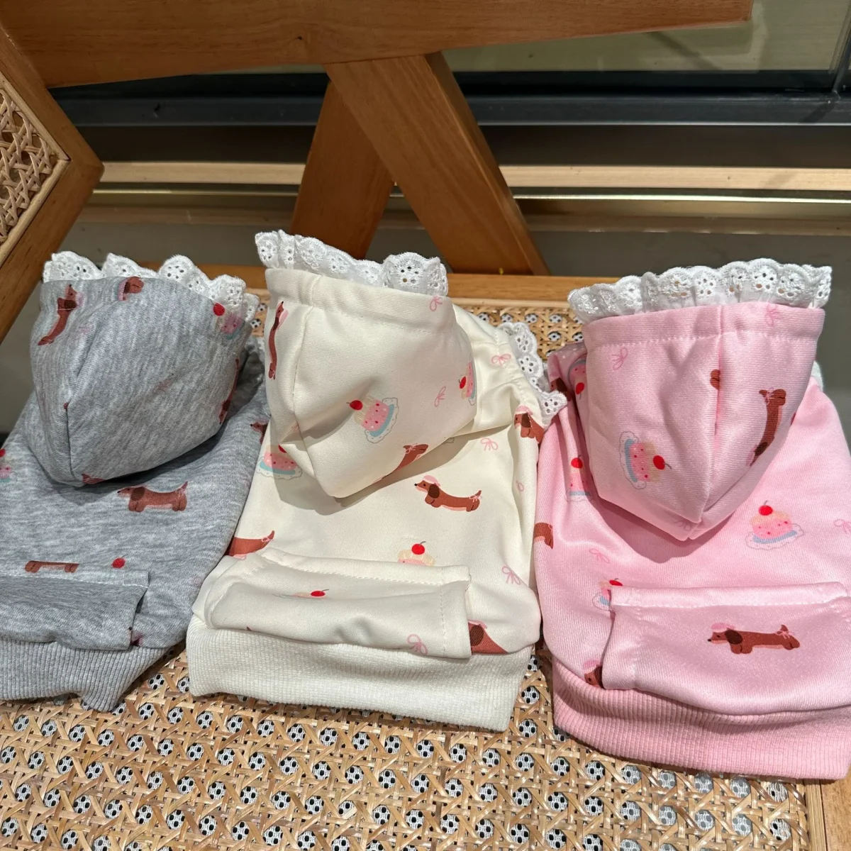 Dachshund Cake Pattern Lace Dog Cat Hoodie