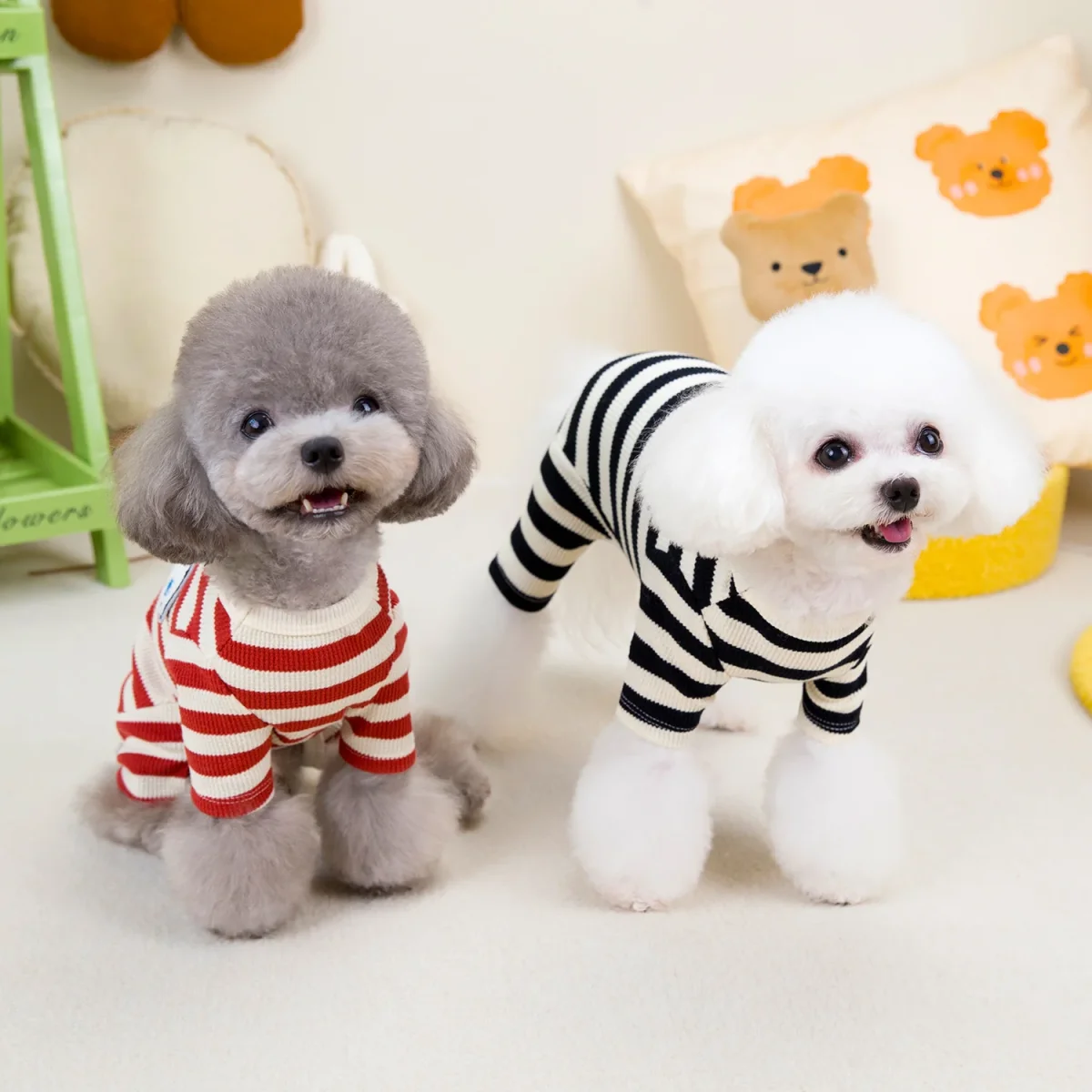 Cartoon Striped Waffle Dog Jumpsuits - immagine 5