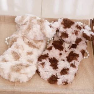 Furry Spot Dog Cat Hooded Harness Jacket