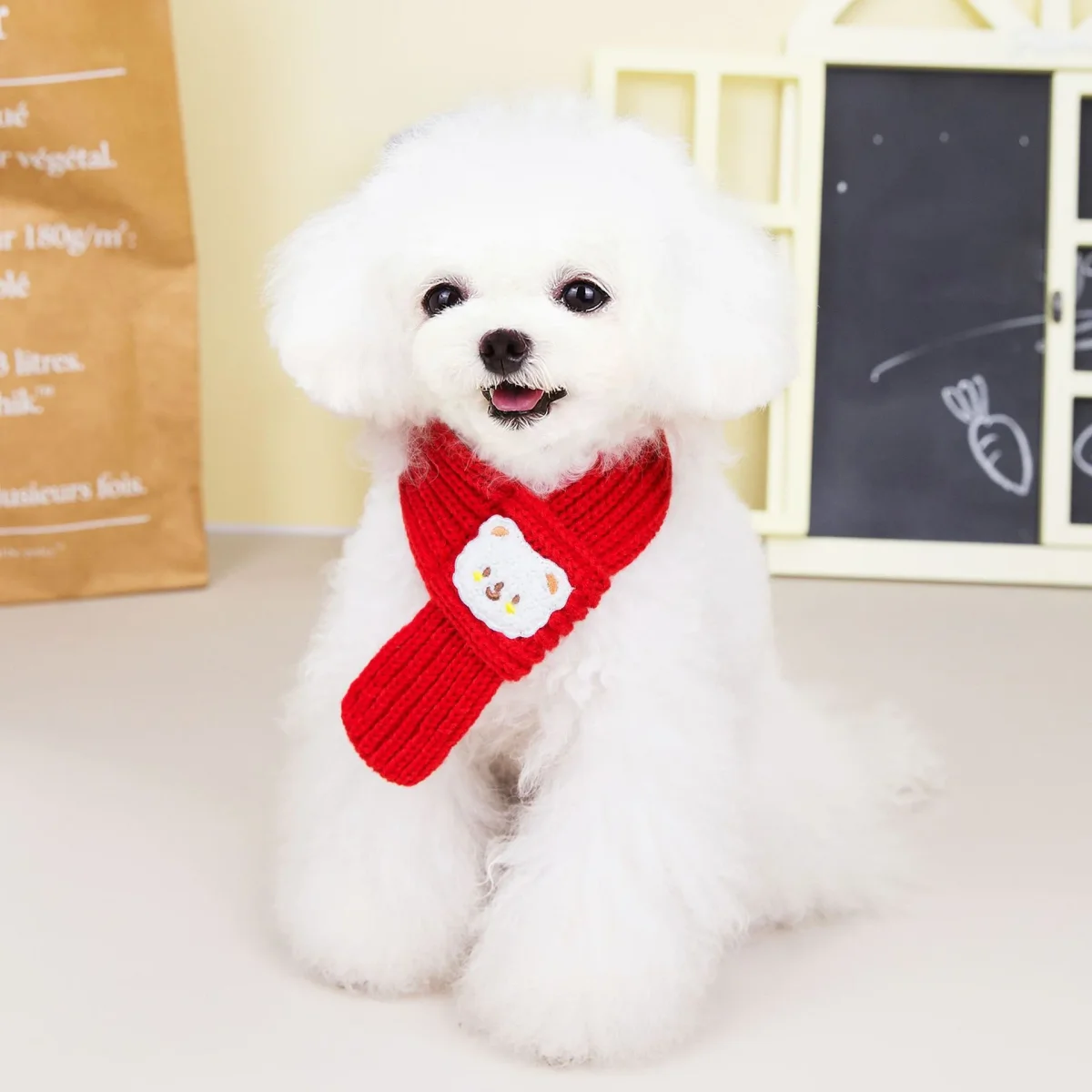 Cute Bear Decor Knitted Dog Cat Scarf - immagine 7