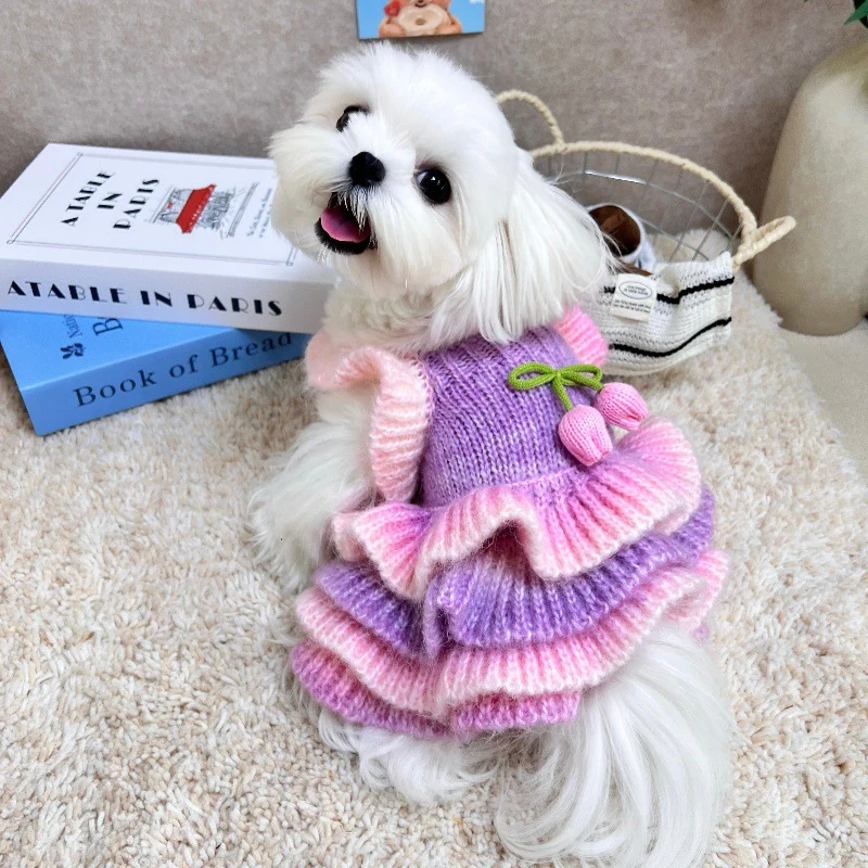 Tulip Decor Gradient Dog Cat Knitted Dress - immagine 2