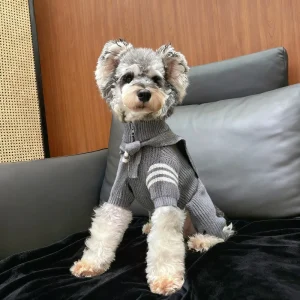 Warm Striped Knitted Dog Jumpsuits Cape