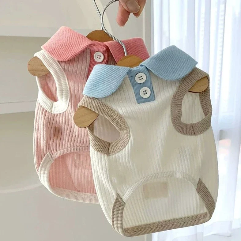 Breathable Contrast Color Collar Dog Cat Vest - immagine 9