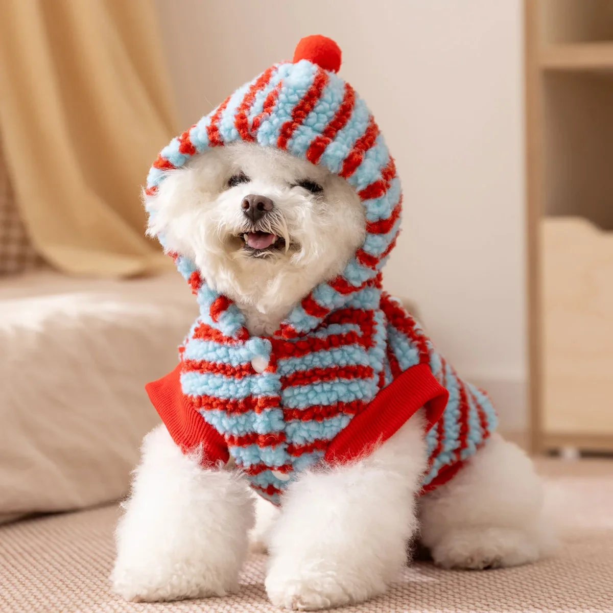 Fleece Striped Dachshund Dog Cat Harness Hoodie - immagine 5
