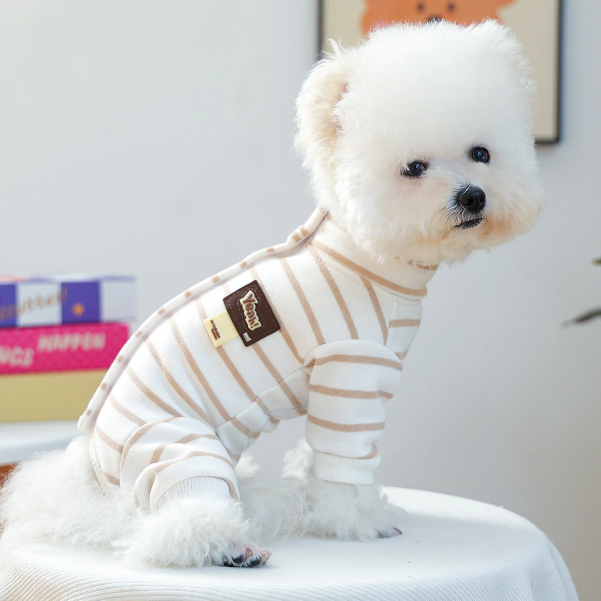 Casual Warm Striped Belly Protecting Dog Jumpsuits - immagine 3