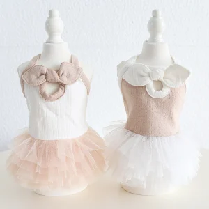 Contrast Color Sweet Bow Dog Cat Dress