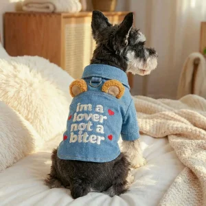 Bear Letter Denim Dog Cat T-shirt
