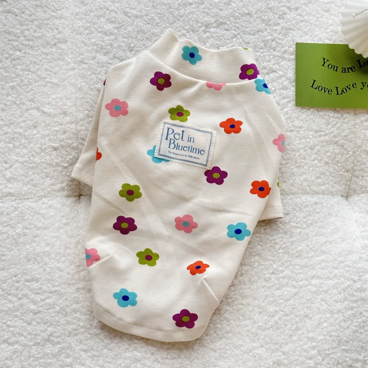 Cotton Flower Pattern Dog Cat Pullover - immagine 4