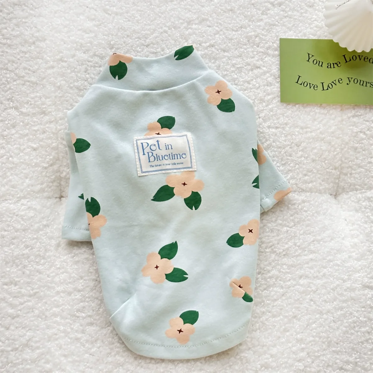 Cotton Flower Pattern Dog Cat Pullover - immagine 6