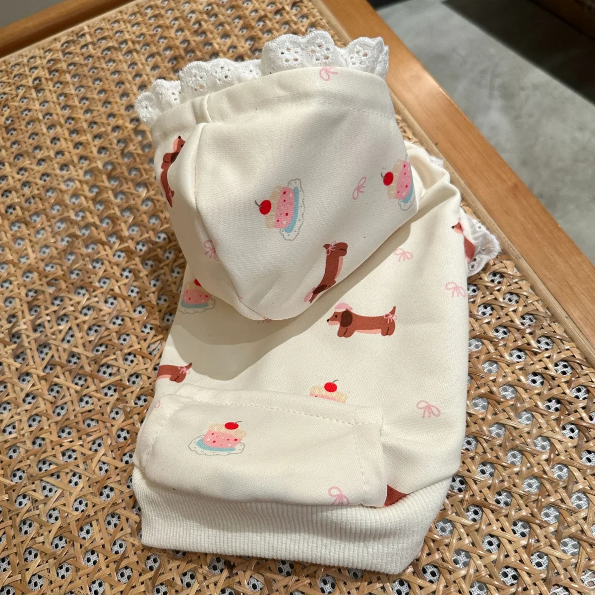 Dachshund Cake Pattern Lace Dog Cat Hoodie - immagine 3