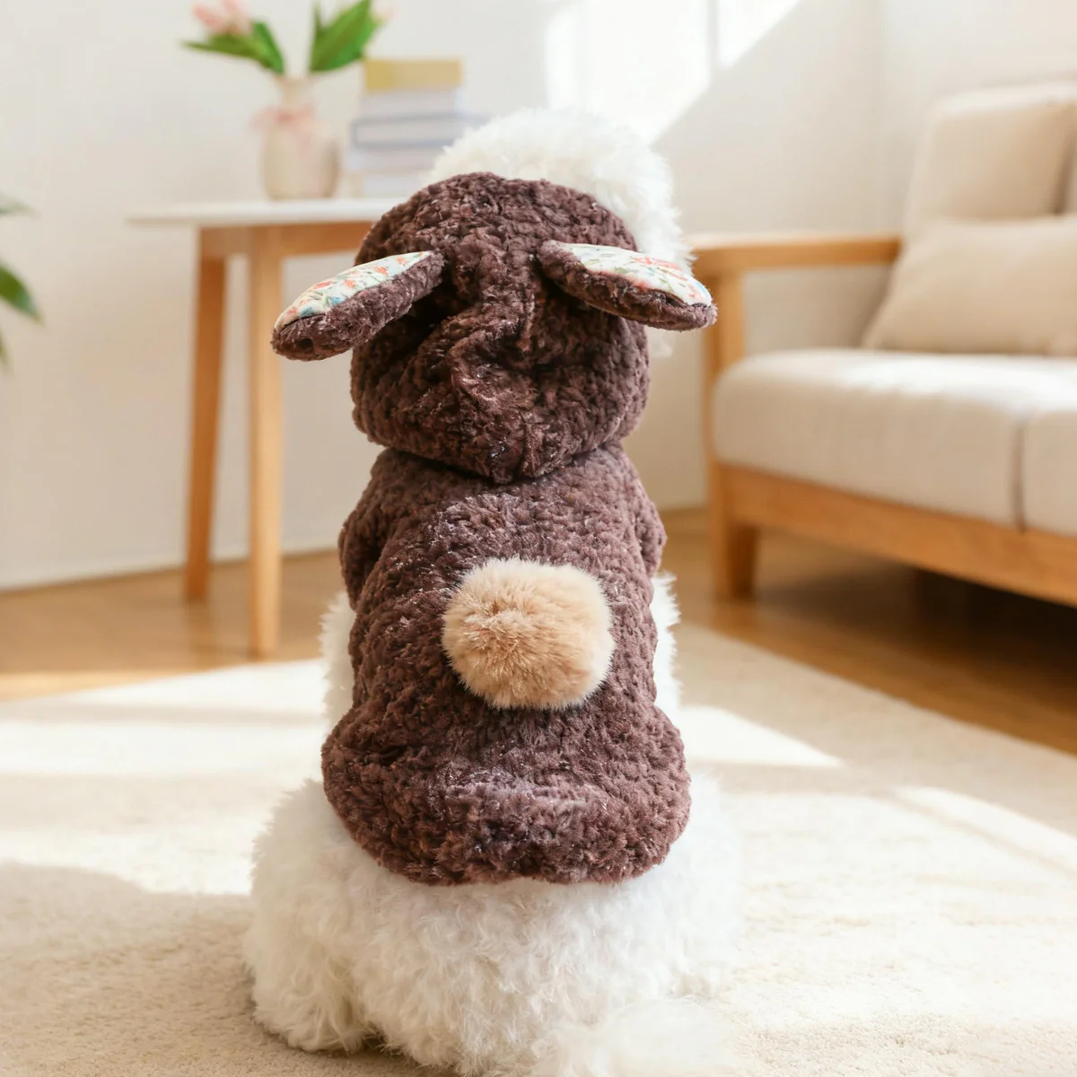 Warm Fleece Rabbit Hooded Dog Cat Hoodie - immagine 2
