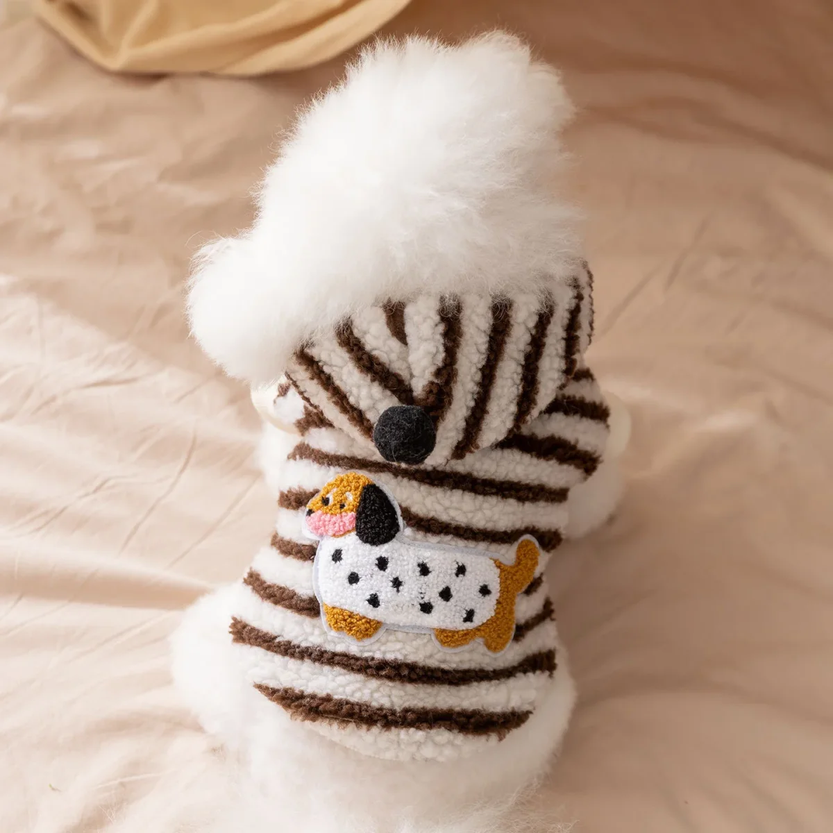 Fleece Striped Dachshund Dog Cat Harness Hoodie - immagine 4