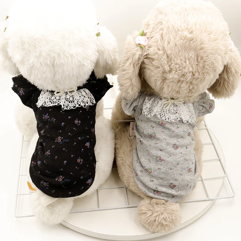 Sweet Floral Lace Collar Dog Cat Vest - immagine 3