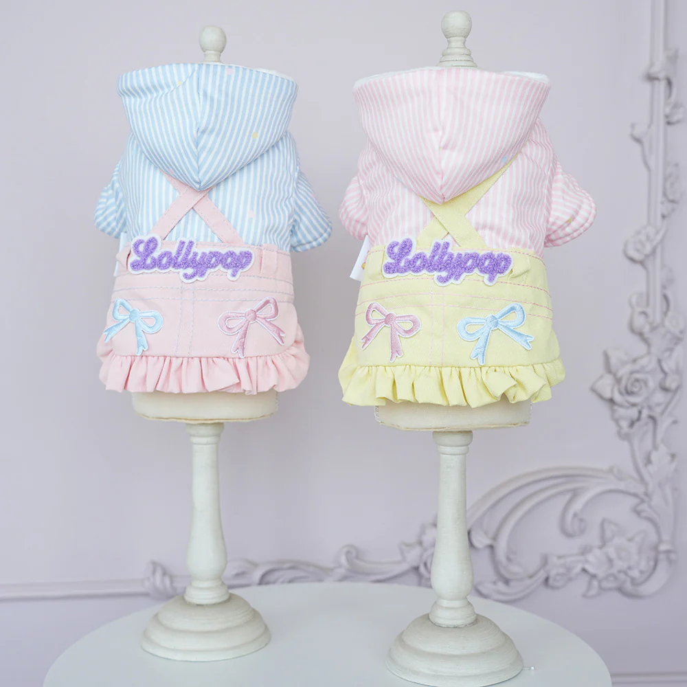 Warm Cross Straps Striped Hooded Dog Cat Jacket - immagine 9