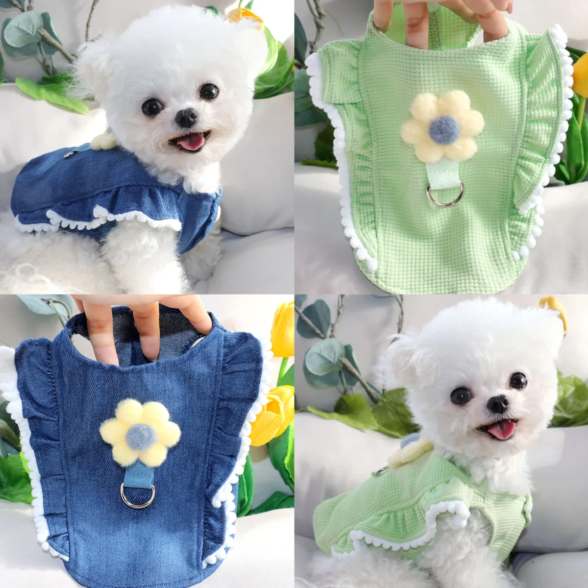 Sweet Flower Decor Dog Harness Vest - immagine 2