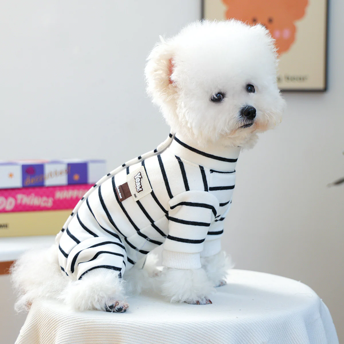 Casual Warm Striped Belly Protecting Dog Jumpsuits - immagine 2