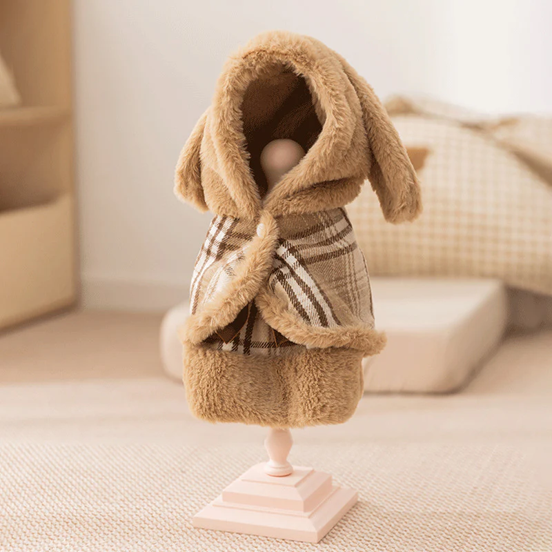 Fleece Plaid Dog Cat Dress Cape Set - immagine 9