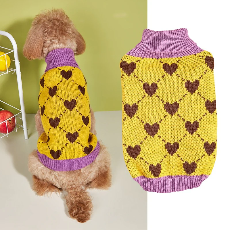 Color Block Heart Dog Cat Turtleneck Sweater - immagine 5