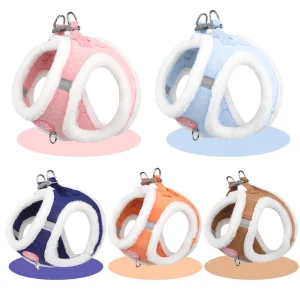 Furry Decor Solid Color Dog Cat Harness Leash
