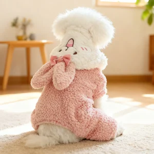 Fleece Warm Rabbit Hooded Dog Jumpsuits