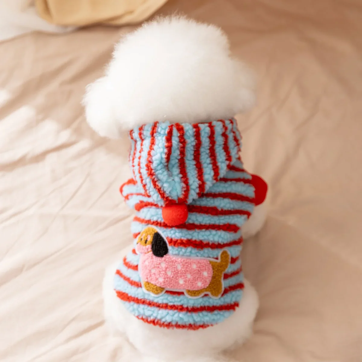 Fleece Striped Dachshund Dog Cat Harness Hoodie - immagine 3